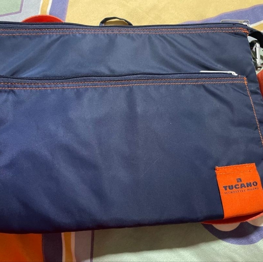 Unisex blue and orange crossbody adjustable straps bag for travel laptop bag